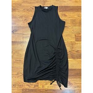 Socialite Side Ruched Tank Dress Black Size Large NWOT Minimalist Chic